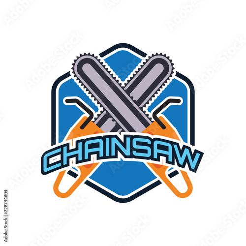 chainsaw logo isolated on white background. vector illustration