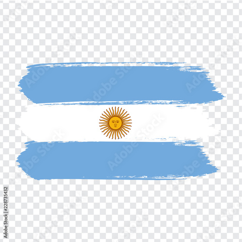 Flag Argentina, brush stroke background.  Flag of  Argentina on transparent background. Stock vector.  Flag for your web site design, logo, app, UI. Vector illustration EPS10.
