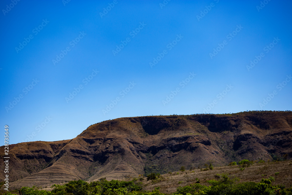 landscape with mountains and blue sky