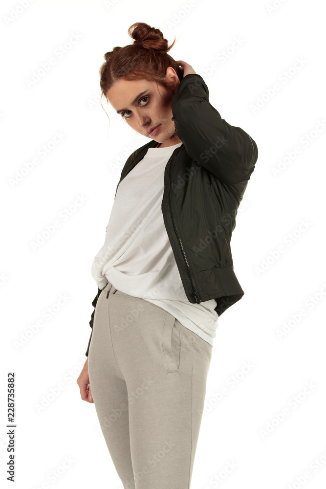 Blank t-shirt mock-up - Cool streetwear fashion girl ready for your design Blank t-shirt mock-up - Cool streetwear fashion girl ready for your design