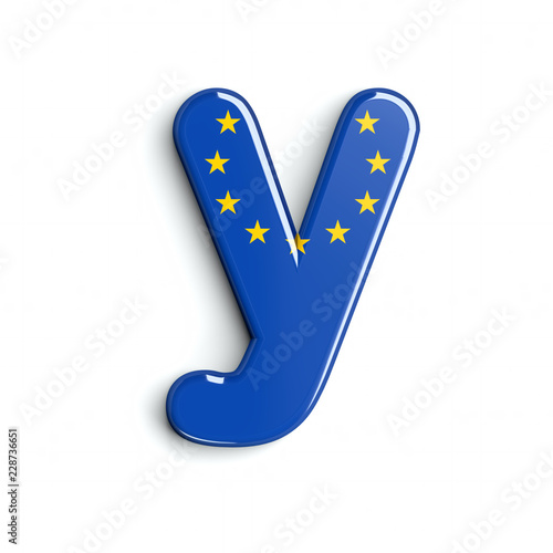 Europe flag letter Y - Lowercase 3d european union font - Europe, Brussells or patriotism concept photo