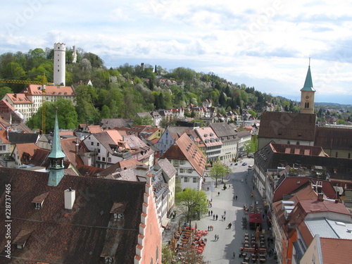 Quadro em tela Blick auf Burgberg, Mehlsack und Stadtkirche in Ravensburg