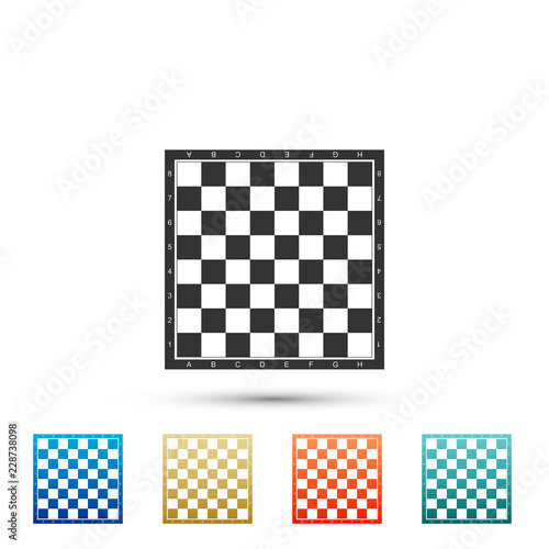 Chess board icon isolated on white background. Ancient Intellectual board game. Set elements in colored icons. Flat design. Vector Illustration