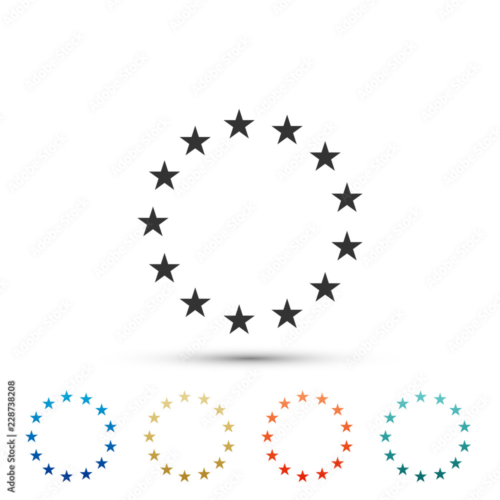 Stars in circle icon isolated on white background. Set elements in colored icons. Flat design. Vector Illustration Stars in circle icon isolated on white background. Set elements in colored icons. Flat design. Vector Illustration