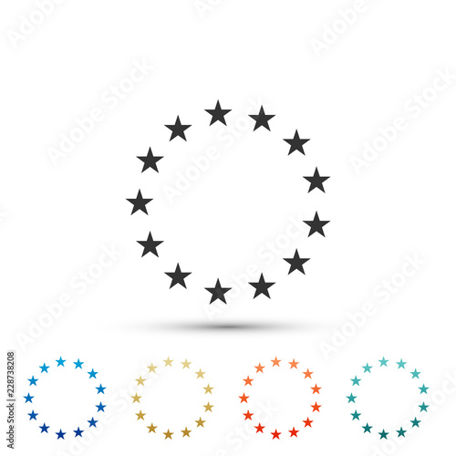 Stars in circle icon isolated on white background. Set elements in colored icons. Flat design. Vector Illustration
