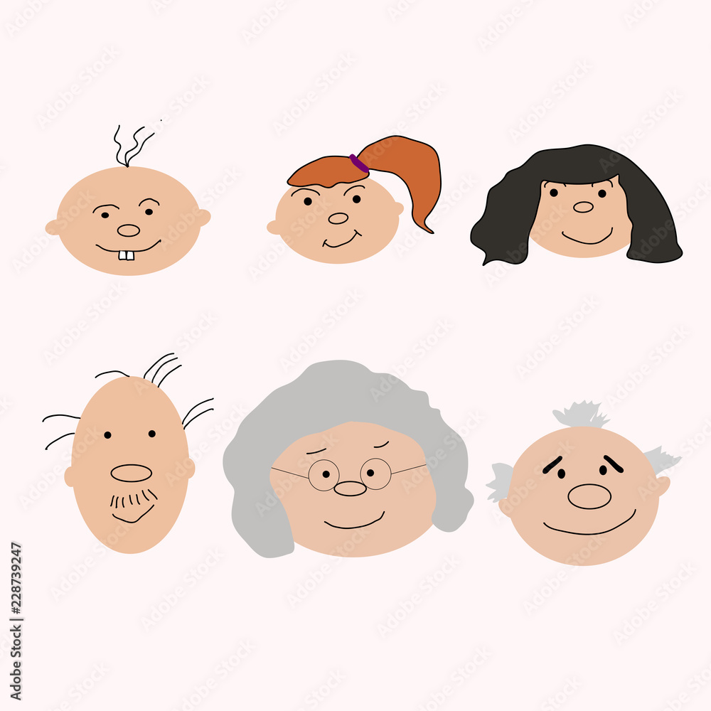 Set of characters in cartoon flat style. Characters, the cycle of life, stages of growing up from baby to man. Set of characters in cartoon flat style. Characters, the cycle of life, stages of growing up from baby to man.