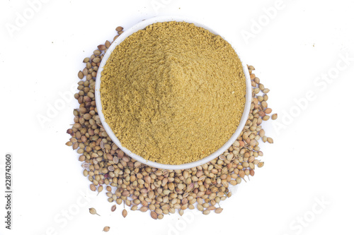 Coriander seeds, fresh coriander and powdered coriander