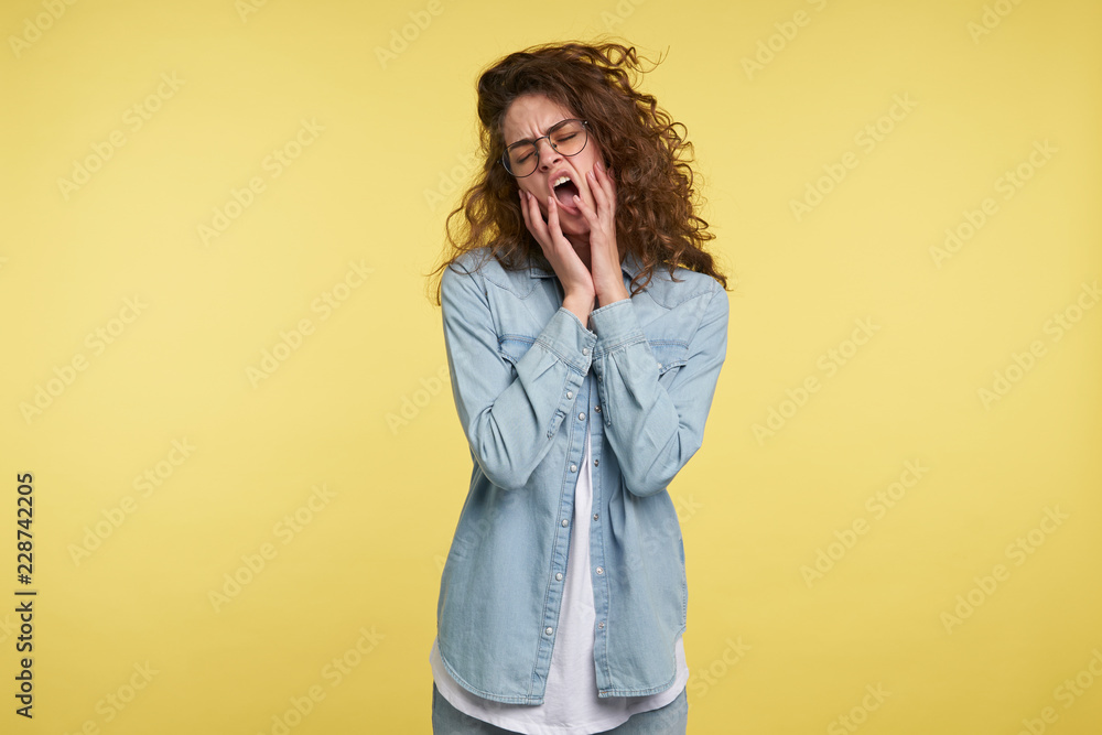 Brunette female got bored, she got crazy about long story of her boss and tired of him, Brunette female got bored, she got crazy about long story of her boss and tired of him,