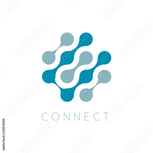 Circles Vector Icon. Globe connect BusinessLogo Template. Cross microchip Logotype. Dots abstract symbol. Isolated vector illustration on blank background.