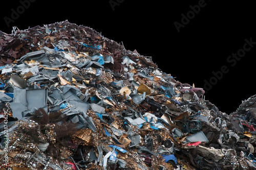 Big hills of trash on a black background