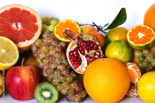 Fresh fruit mix closeup.