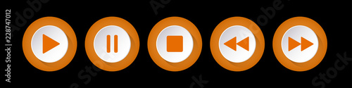 orange, white round music control buttons set