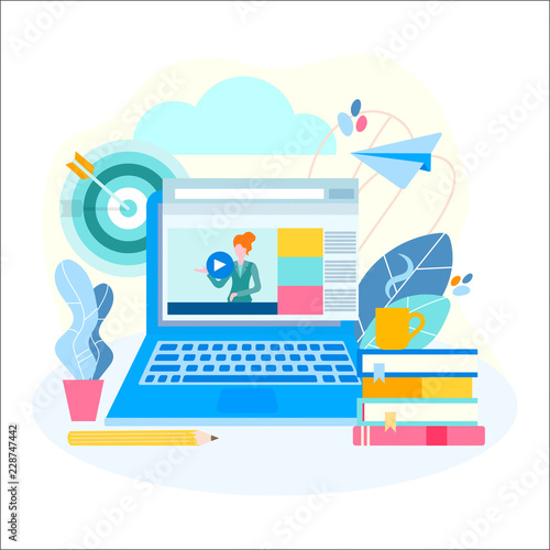 Distance education, online courses concept.