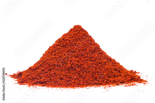 red chili powder isolated on white background 