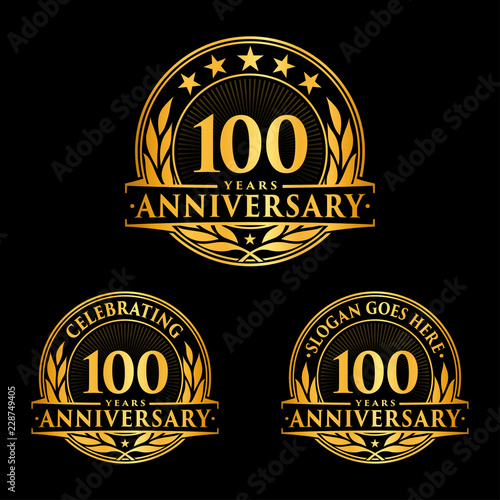 100 Years Anniversary Set. 100th Celebration Logo Collection. Vector and illustration. 
