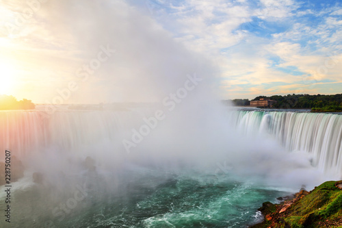 Sunrise Over Horseshoe Falls at Niagara Falls in Ontario  Canada  and New York State  USA  border