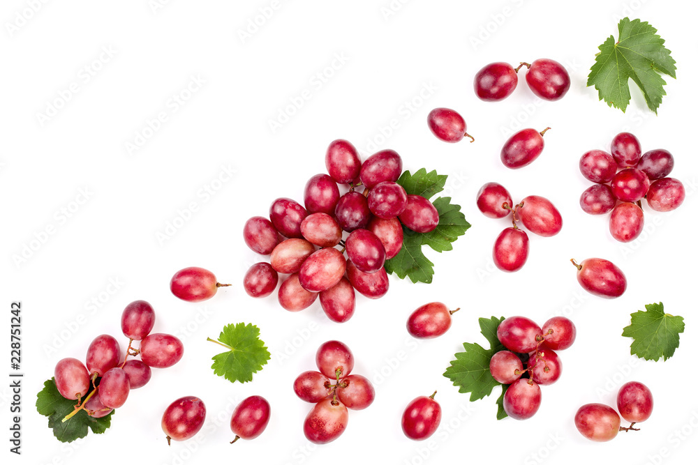pink grapes isolated on the white background with copy space for your text. Top view. Flat lay pattern pink grapes isolated on the white background with copy space for your text. Top view. Flat lay pattern