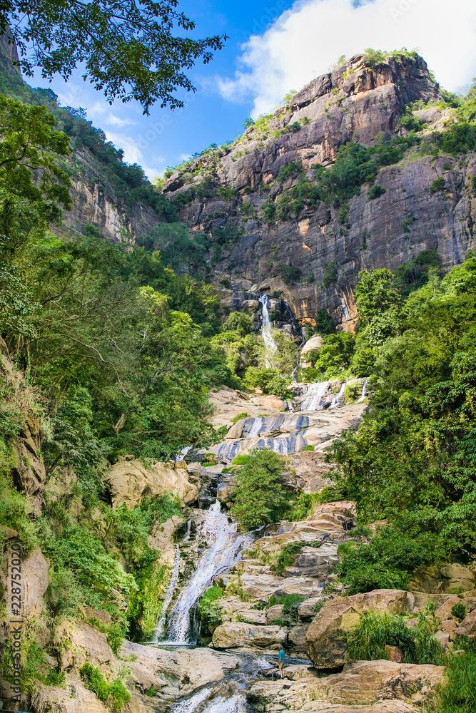 Ravana Falls or Ravana Ella waterfalls near Ella Sri Lanka.