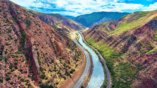 Aerial Colorado River Rocky Mountains Canyon
