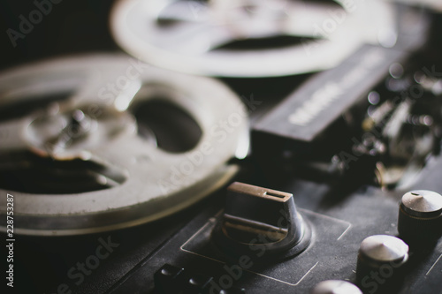 80's vintage tape recorder. close-up.