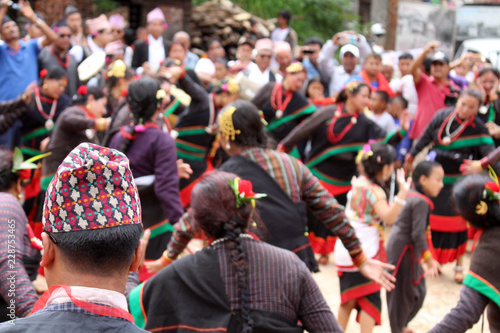 Local Nepali people are having dance festivals around Bhaktapur Durbar Square photo