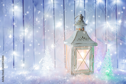 White lantern with Christma...
