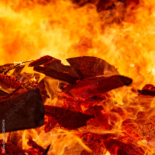 fire in fireplace