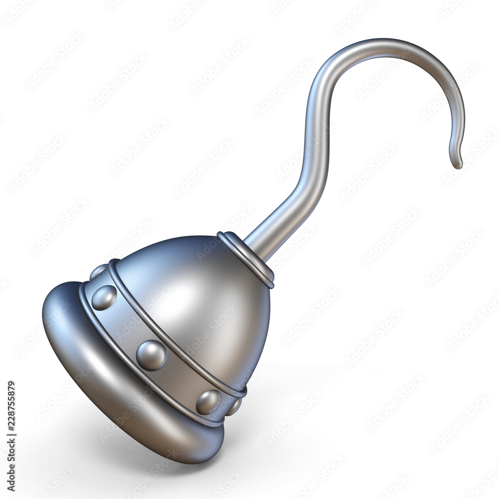 Silver pirate hook 3D Stock Illustration