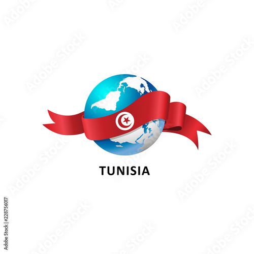 Vector Illustration of a world – world with tunisia flag