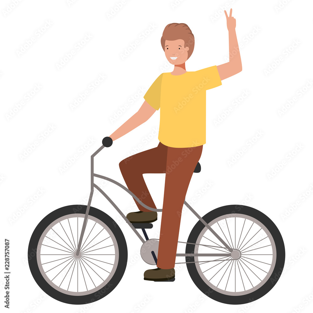 young man with bicycle avatar character young man with bicycle avatar character