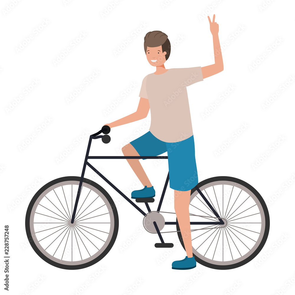 young man with bicycle avatar character young man with bicycle avatar character