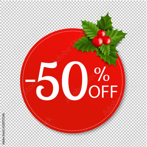 Sale Banner With Holly Berry Transparent Background