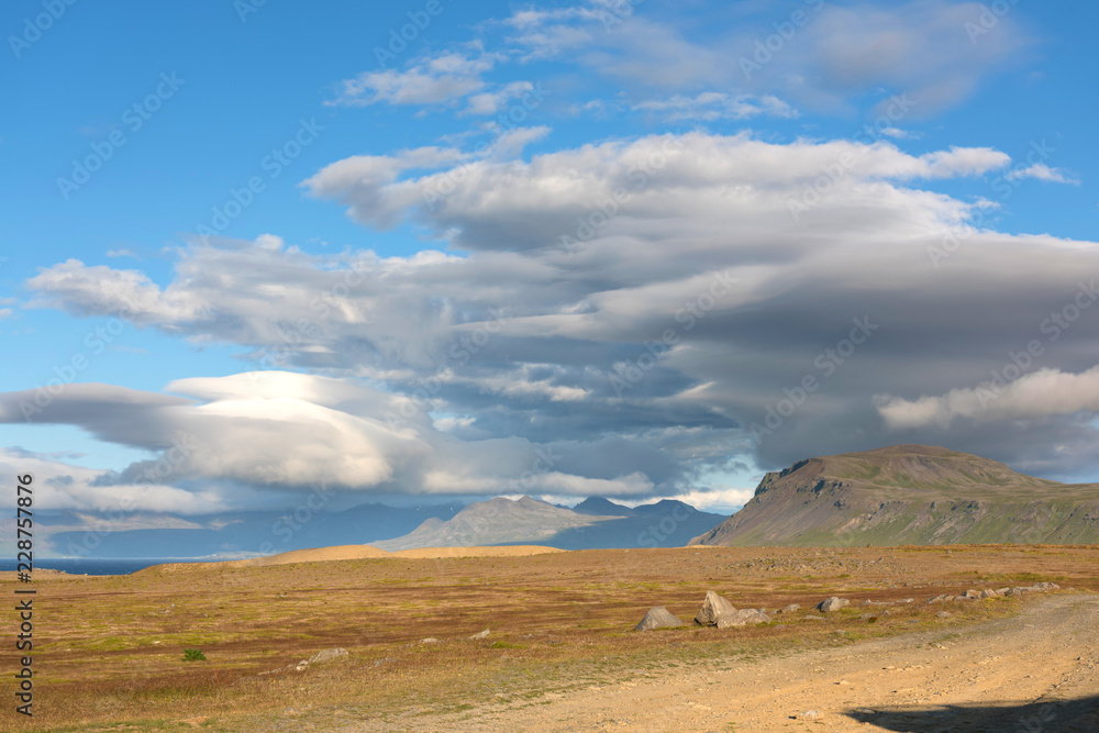 Picturesque gravel road in Iceland