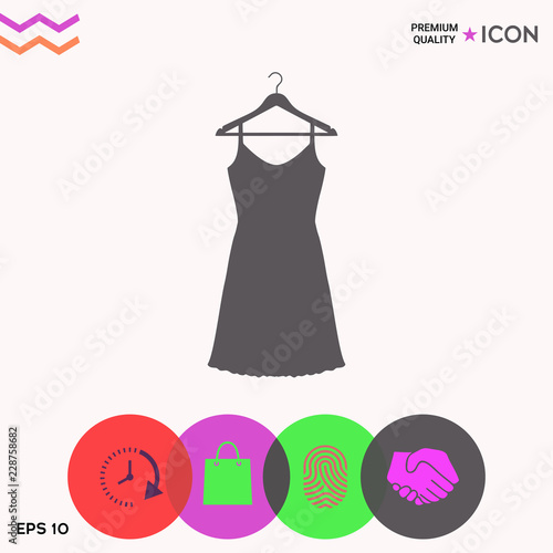 Sundress, Evening dress, combination or nightie on the wardrobe hanger , the silhouette. Menu item in the web design
