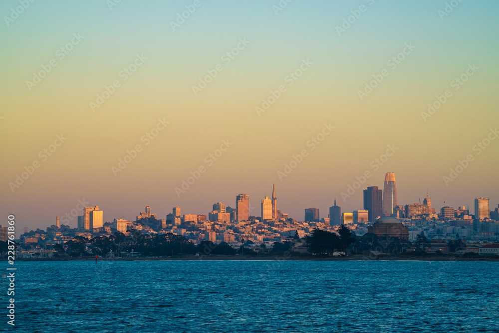 San Francisco Skyline Illuminated By the Setting Sun