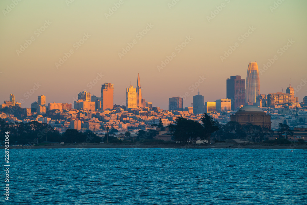 San Francisco Skyline Illuminated By the Setting Sun
