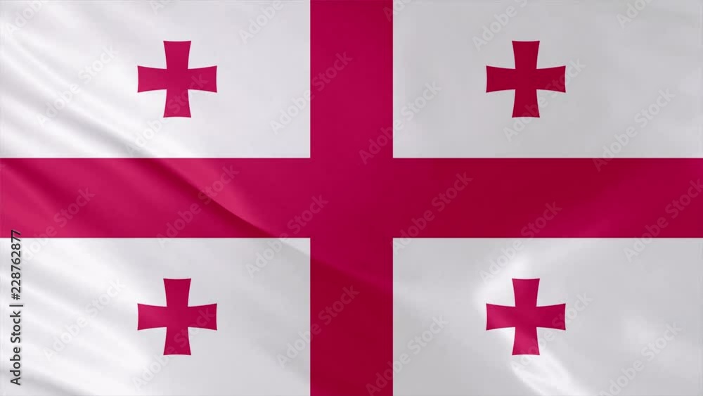 4K Ultra High Definition Video of realistic wavy Georgia flag with seamless loops of waving background 4K Ultra High Definition Video of realistic wavy Georgia flag with seamless loops of waving background