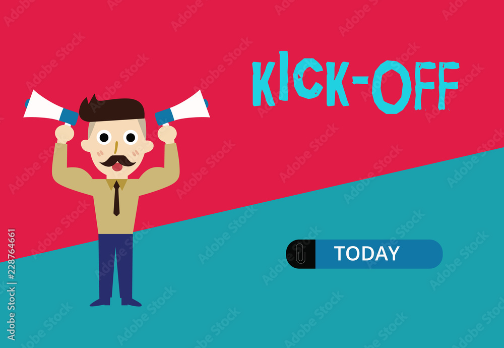 Conceptual hand writing showing Kick Off. Business photo showcasing start or resumption of football match in which player kicks ball.