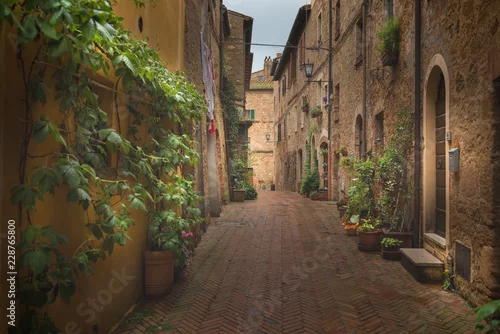 Obraz Fantastyczne zakątki w Pienzie. Pienza to średniowieczna włoska wioska w Toskanii. W 1996 roku UNESCO ogłosiło miasto światowym dziedzictwem.