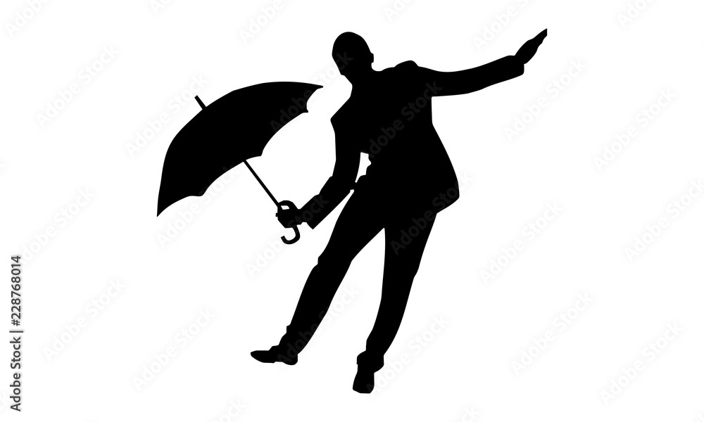 picture of a stylish male silhouette with an umbrella picture of a stylish male silhouette with an umbrella