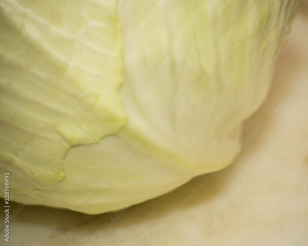 Blurred background of white cabbage Blurred background of white cabbage