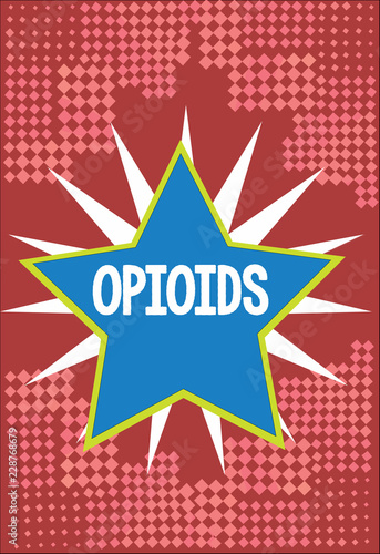 Word writing text Opioids. Business concept for Class of drugs that include the illegal heroin Opium poppy plant.