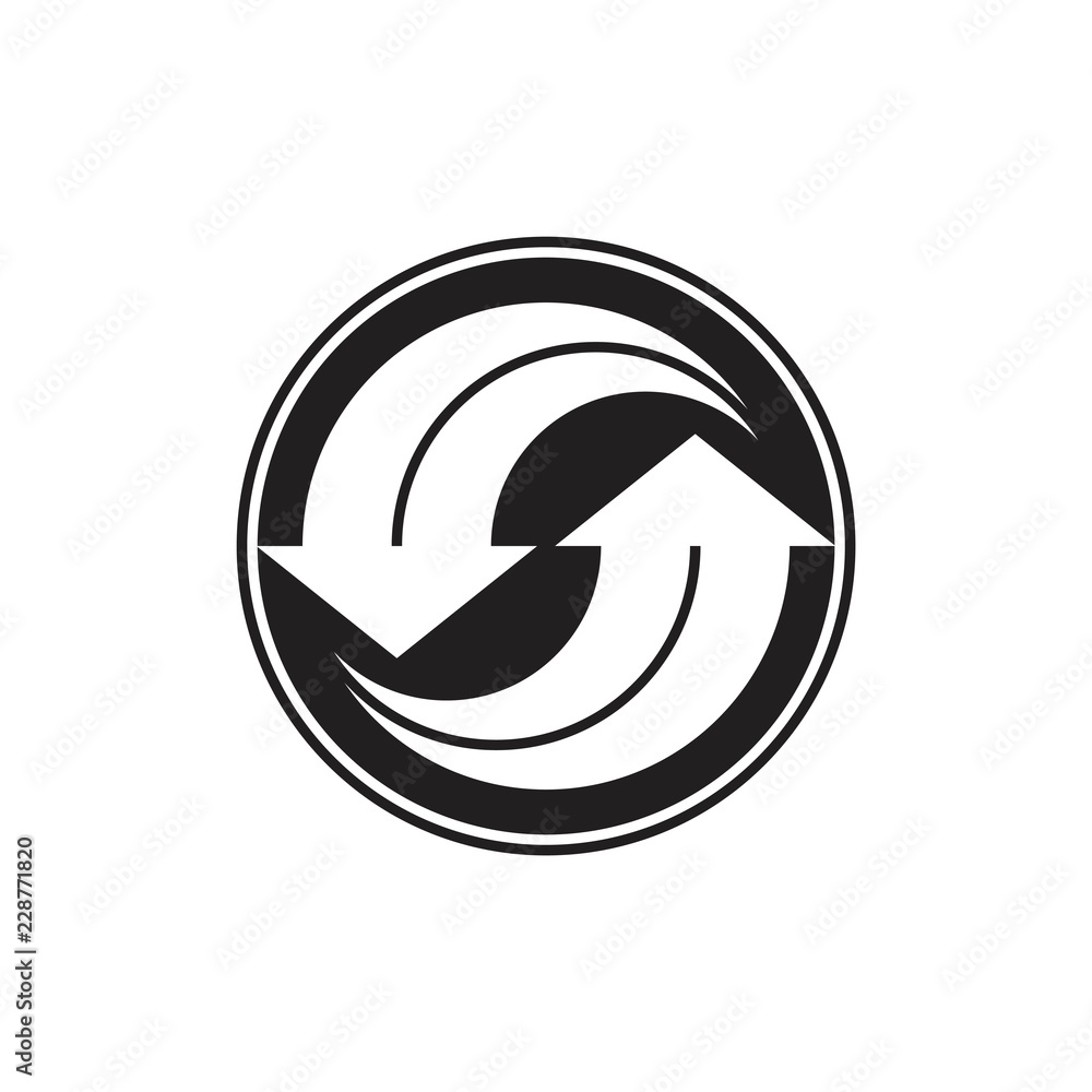 circle arrows negative space symbol vector circle arrows negative space symbol vector