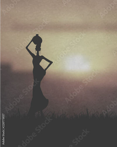 African Girl Under The Sunset 