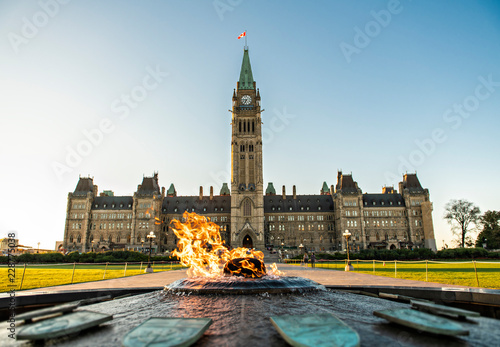 Center Block and the Peace Tower in Parliament Hill at Ottawa in Canada photo