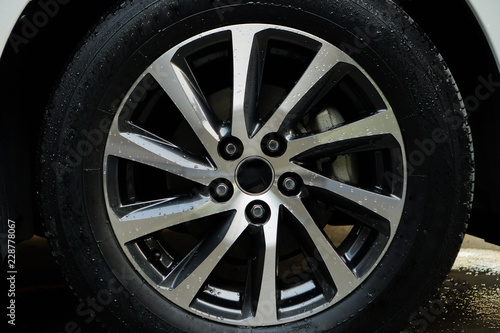 Car wheel on a car white,Water Wheel