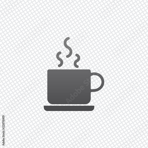 cup of hot tea or coffee icon. On grid background
