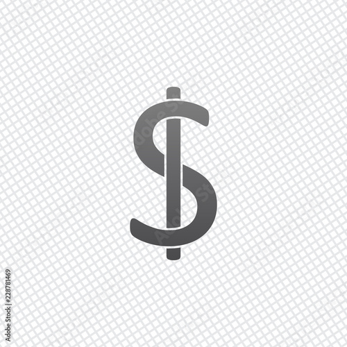 Dollars sign and USD symbol icon. On grid background