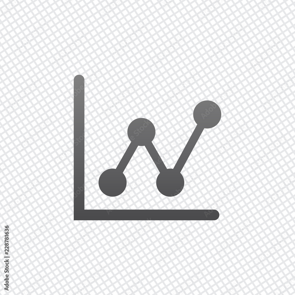 Growing graph line icon. On grid background Growing graph line icon. On grid background