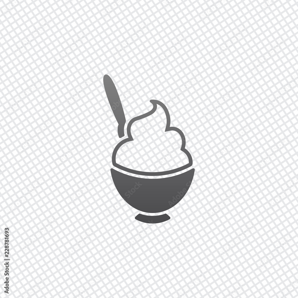 ice cream or porridge in bowl icon. On grid background ice cream or porridge in bowl icon. On grid background